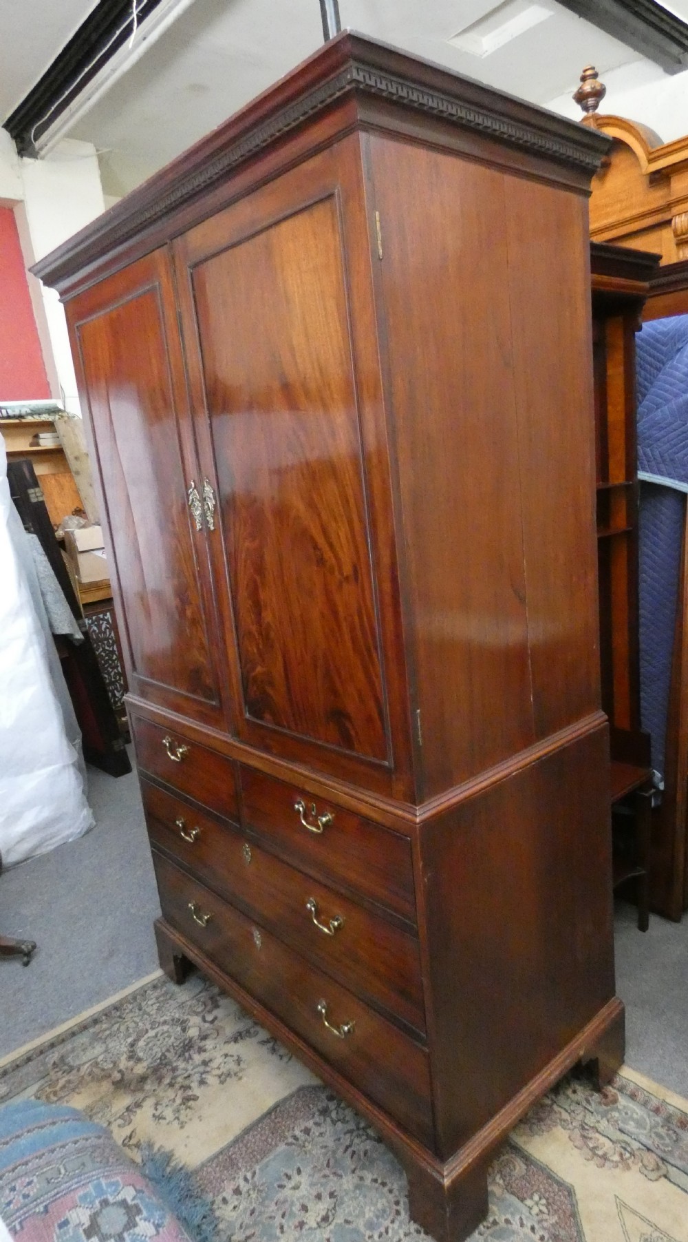 Georgian mahogany linen press View II
