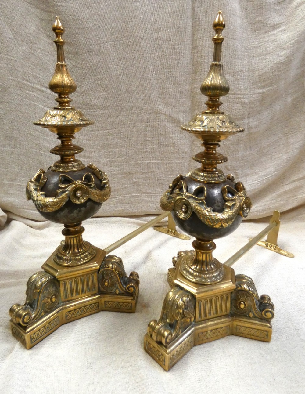 Ornate pair of andirons View II