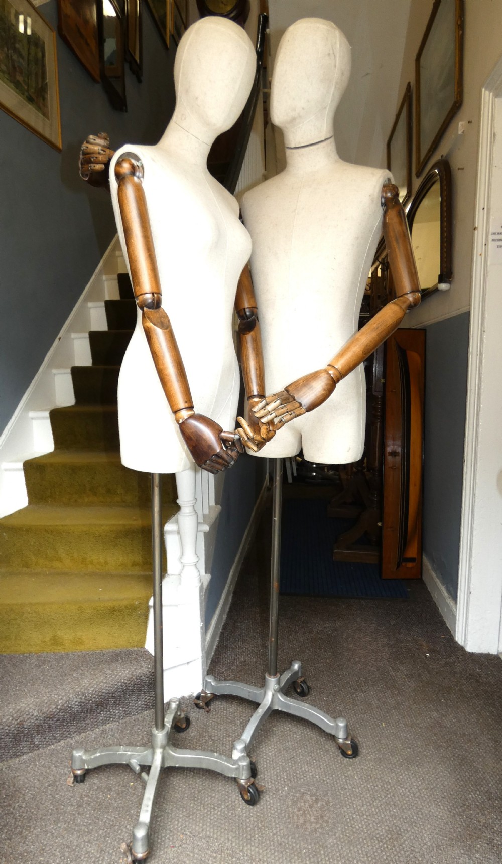 Pair of articulated mannequins / tailors dummies