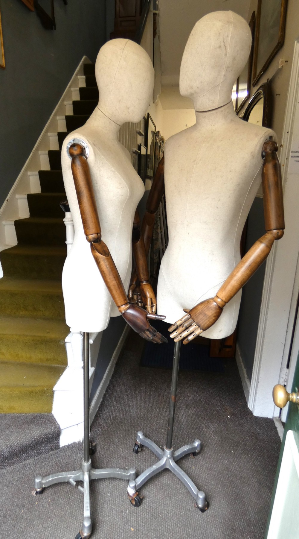 Pair of articulated mannequins / tailors dummies View V