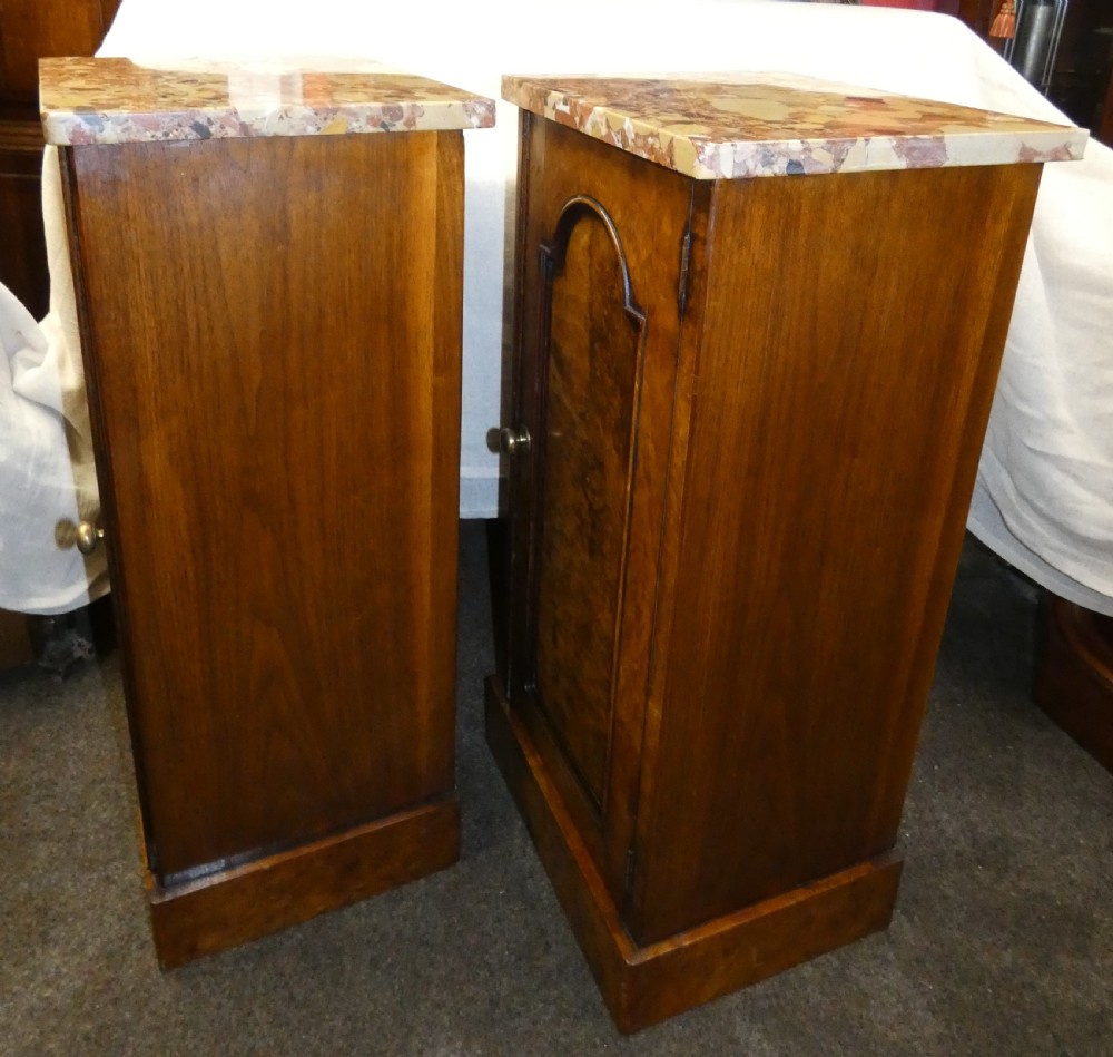 Pair of Victorian walnut bedside cabinets View III