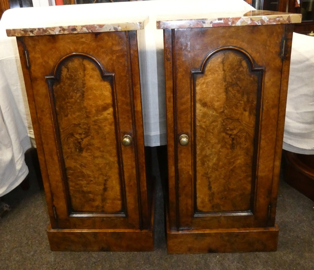 Pair of Victorian walnut bedside cabinets View IV