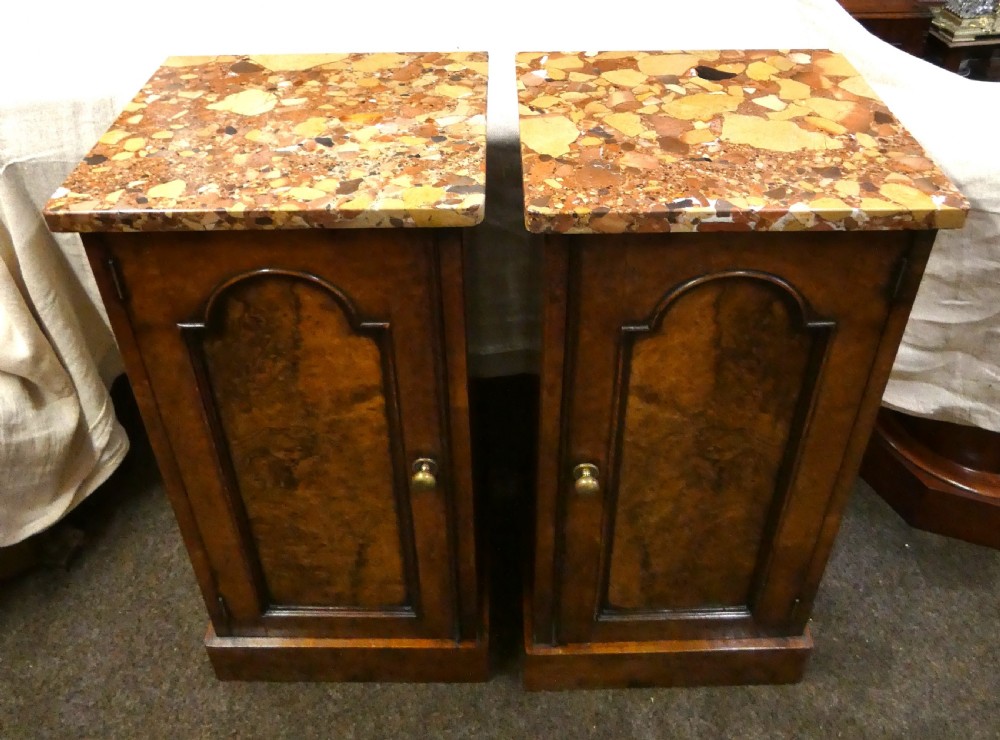 Pair of Victorian walnut bedside cabinets View V