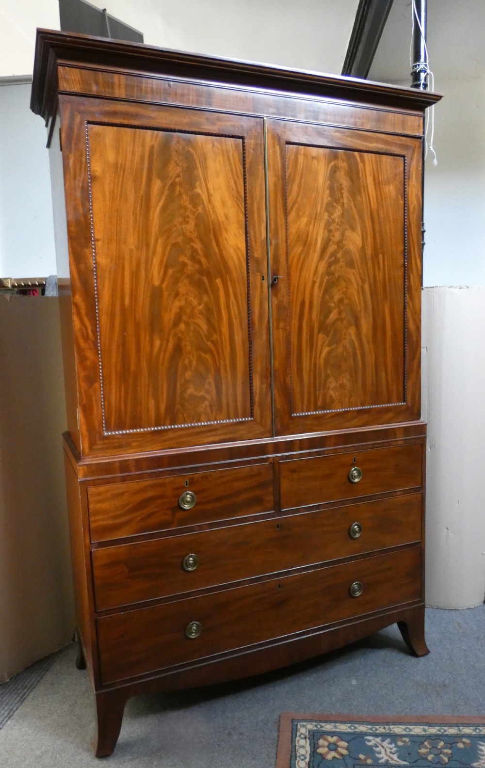 Georgian mahogany linen press View II