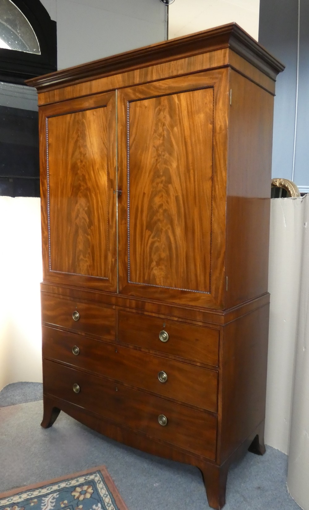 Georgian mahogany linen press View III