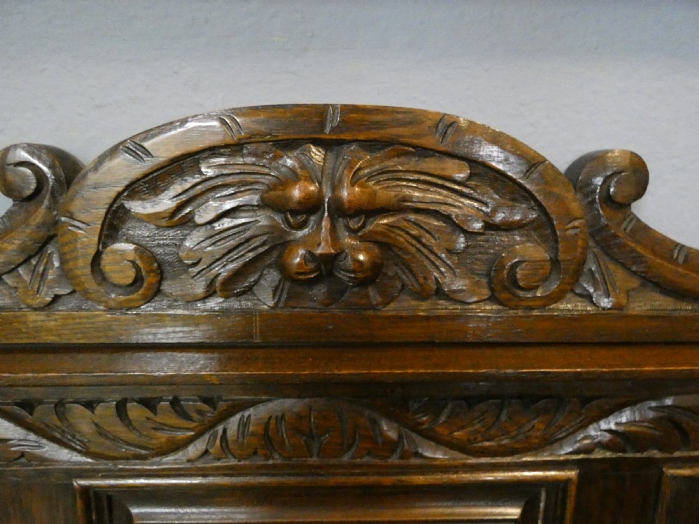 Green Man carved oak settle View III