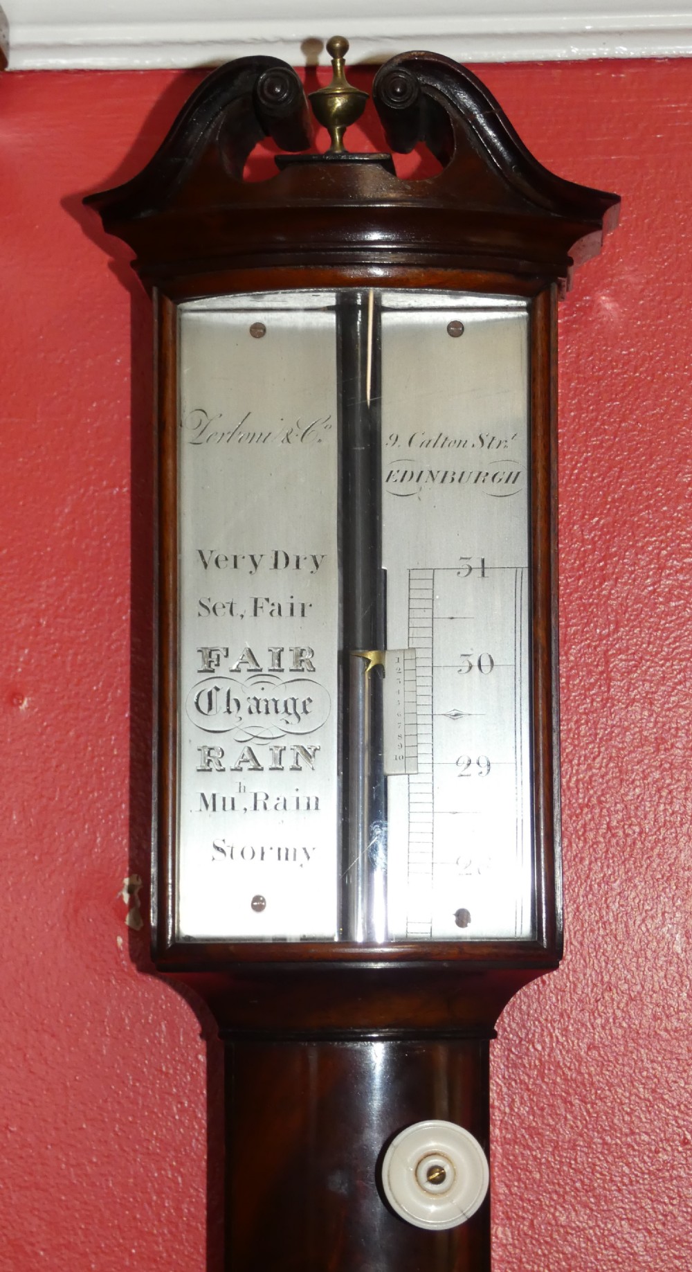 Mahogany stick barometer - Zerboni, Edinburgh