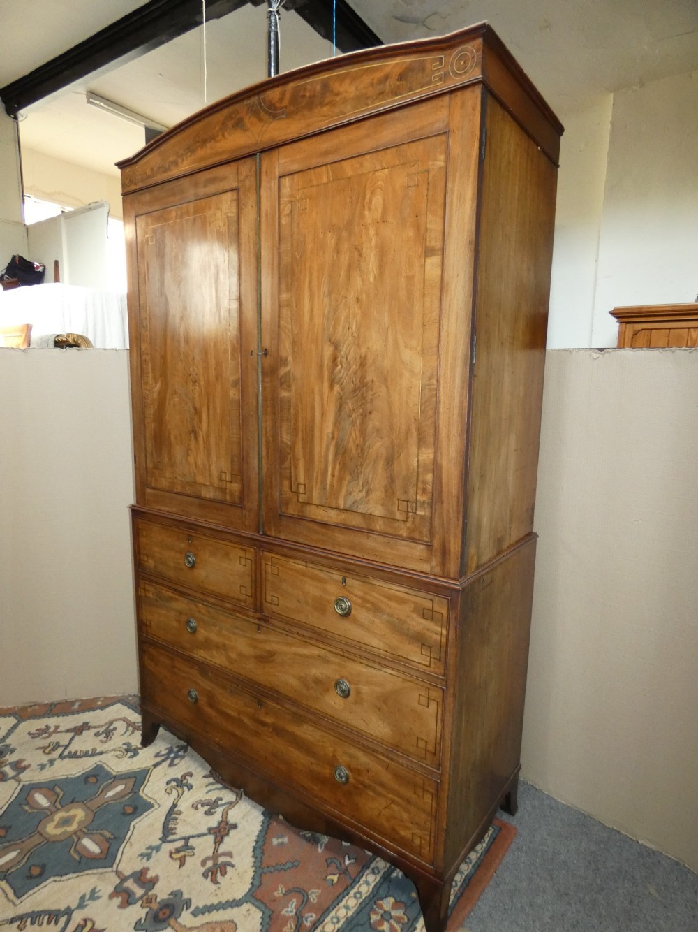 Regency mahogany linen press View II