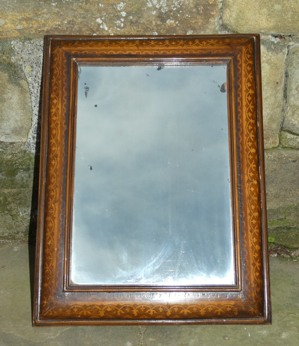 18th century marquetry cushion mirror