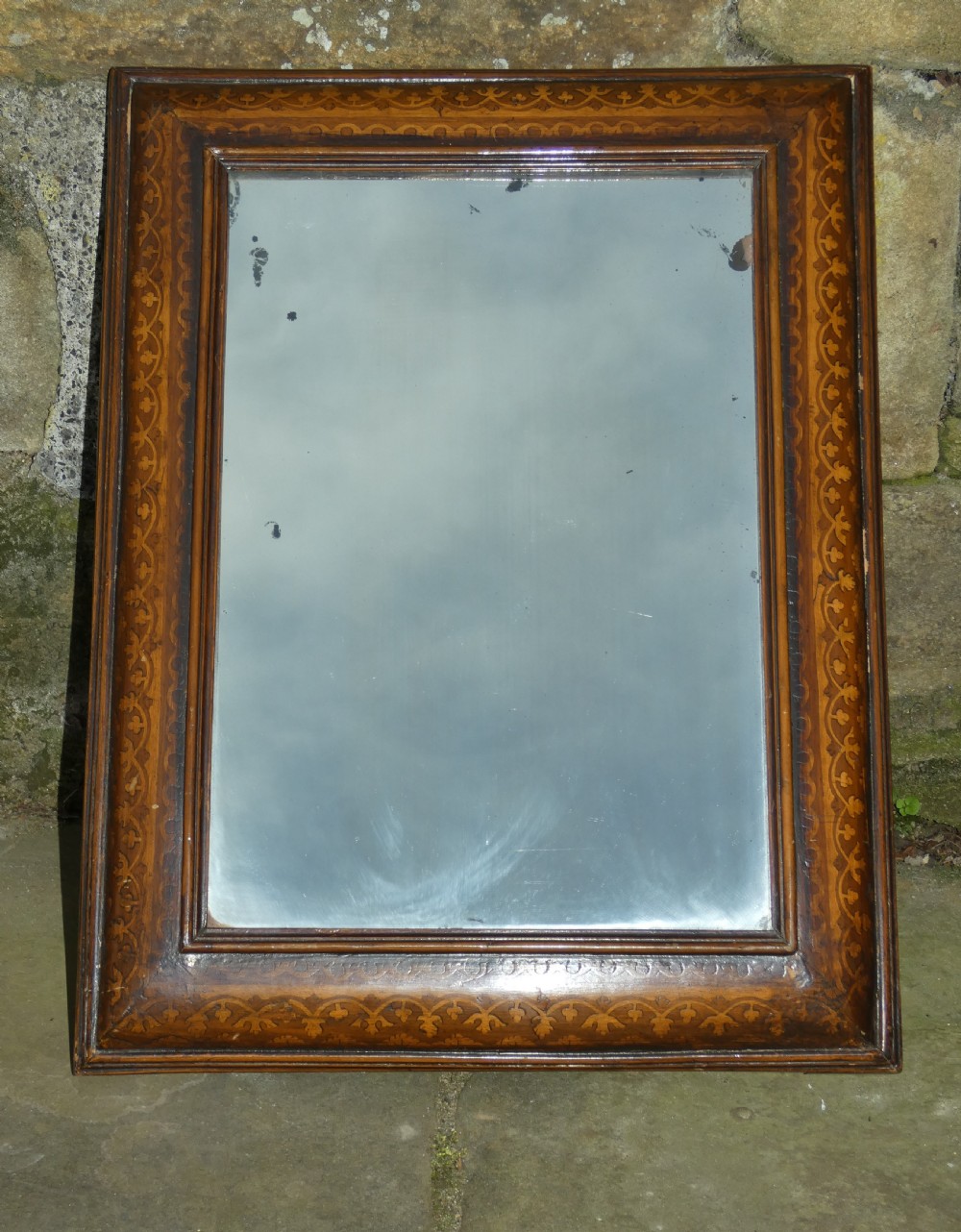 18th century marquetry cushion mirror View II