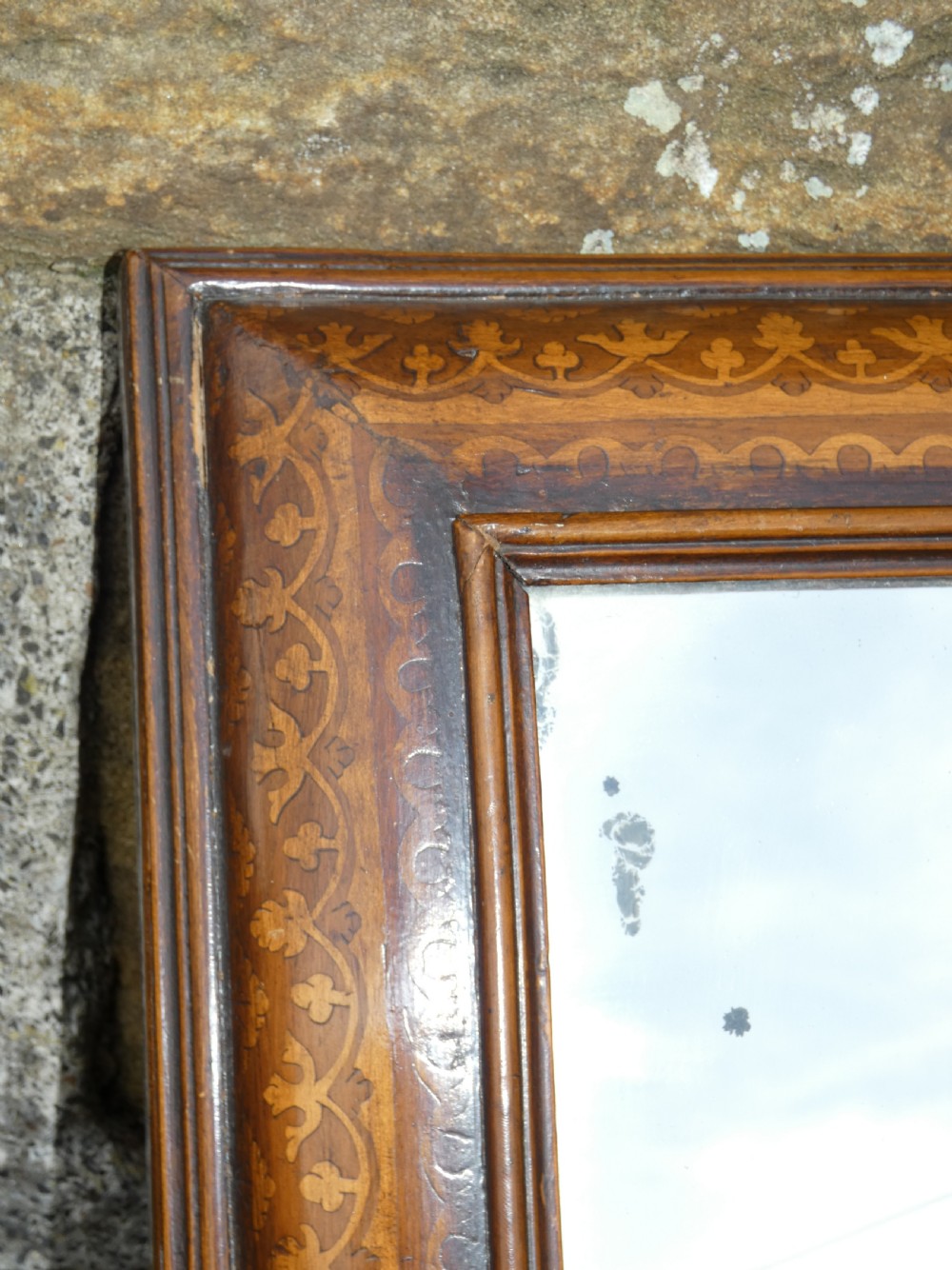 18th century marquetry cushion mirror View III