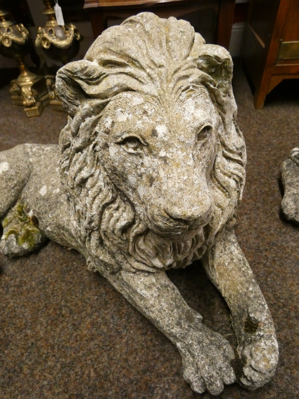 Two lion garden statues View III