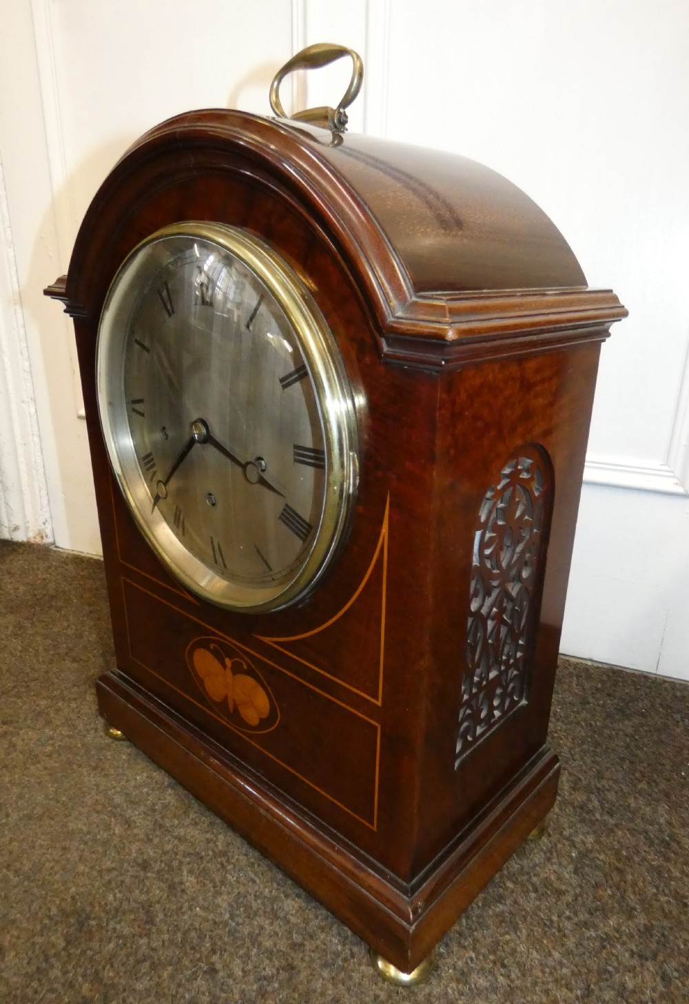Large three train bracket clock View III