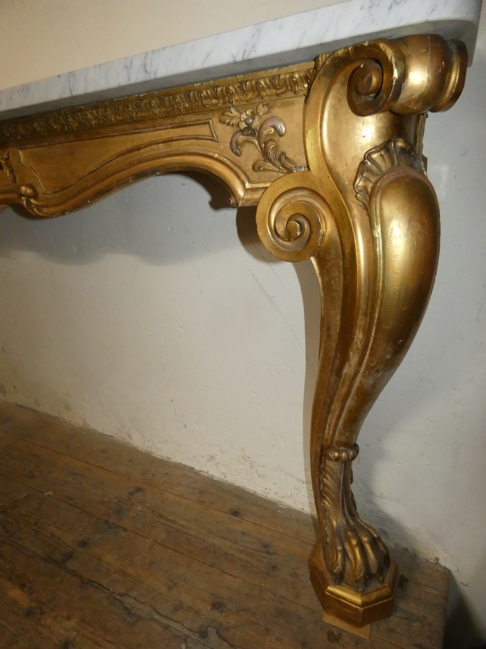 Large gilt wood console table View IV