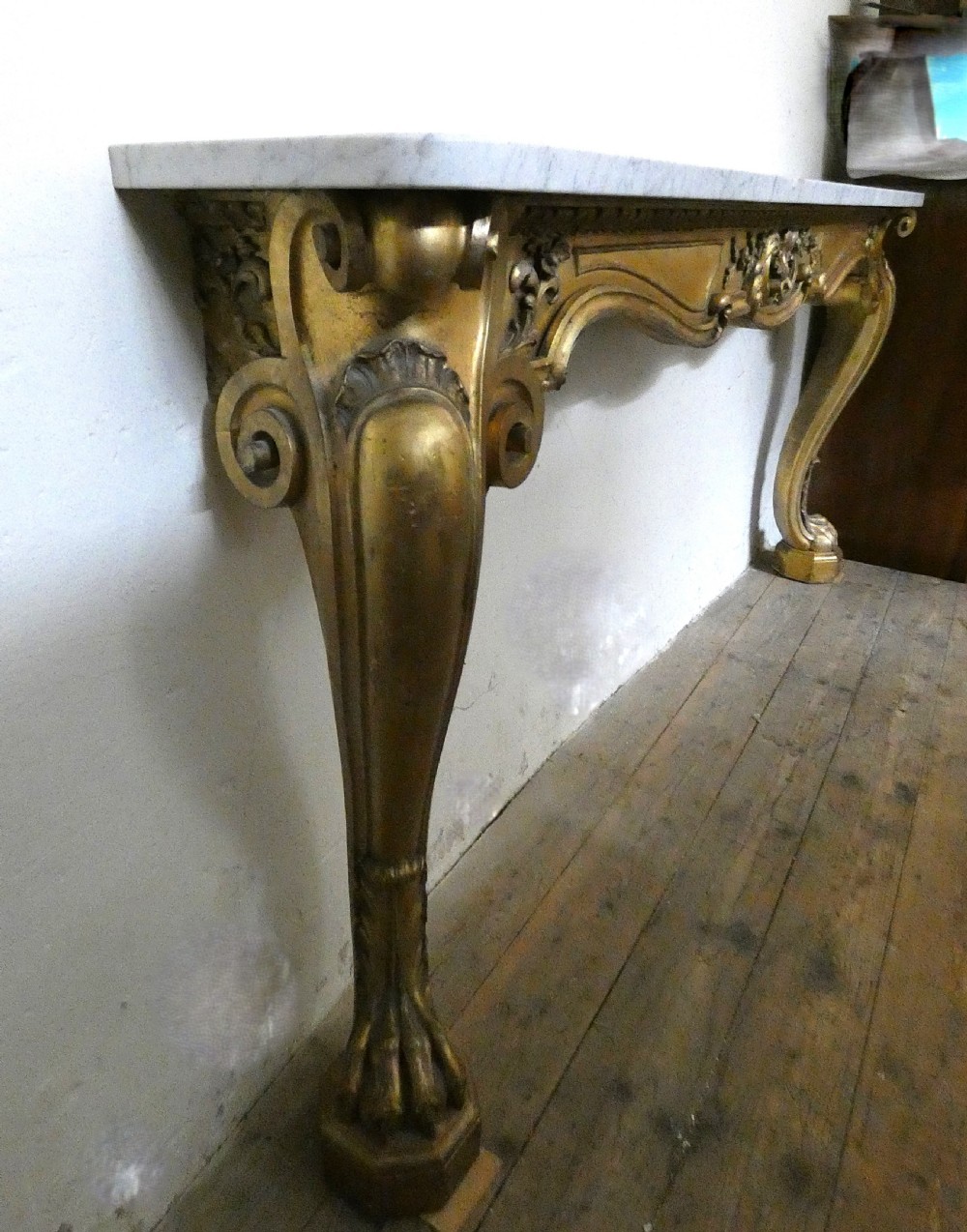 Large gilt wood console table View V