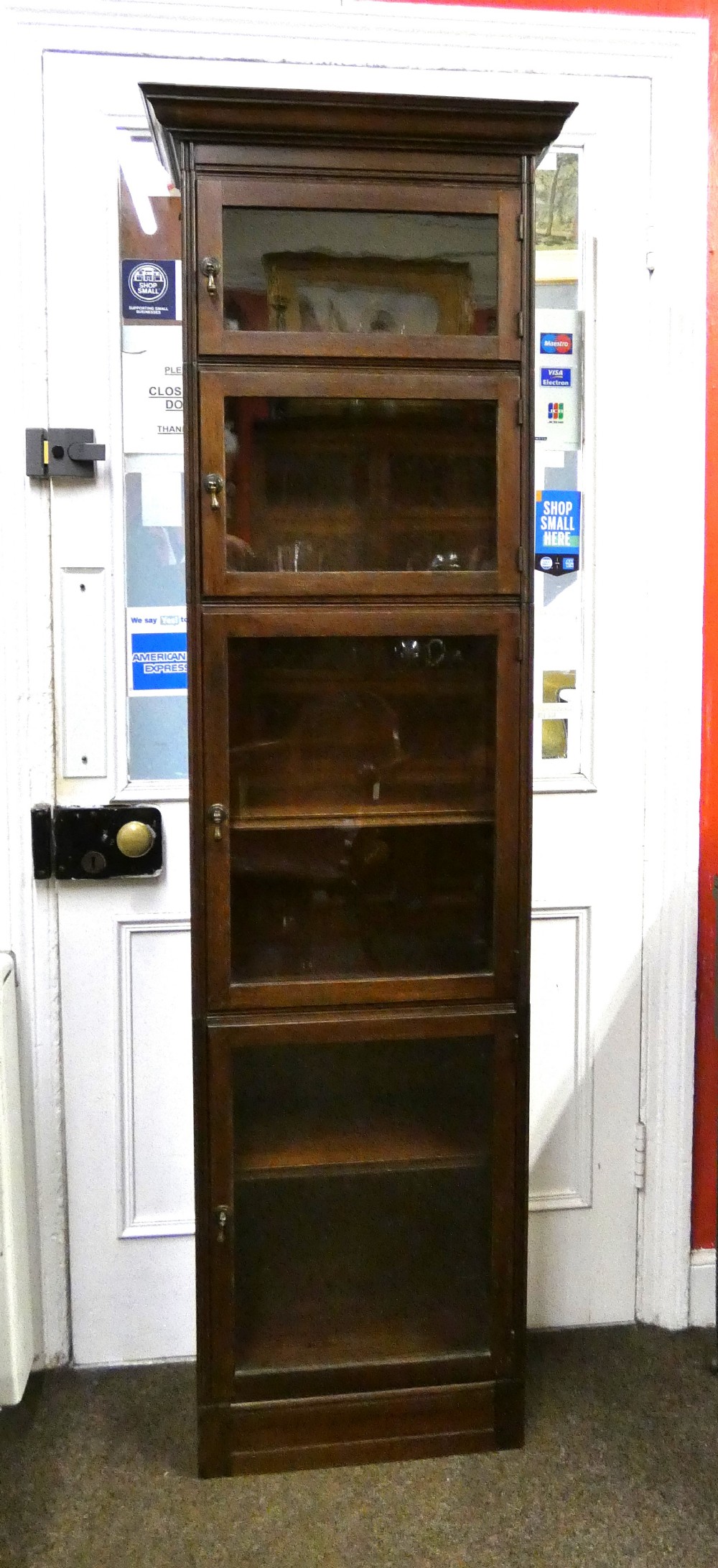 Unusually slim oak stacking bookcase