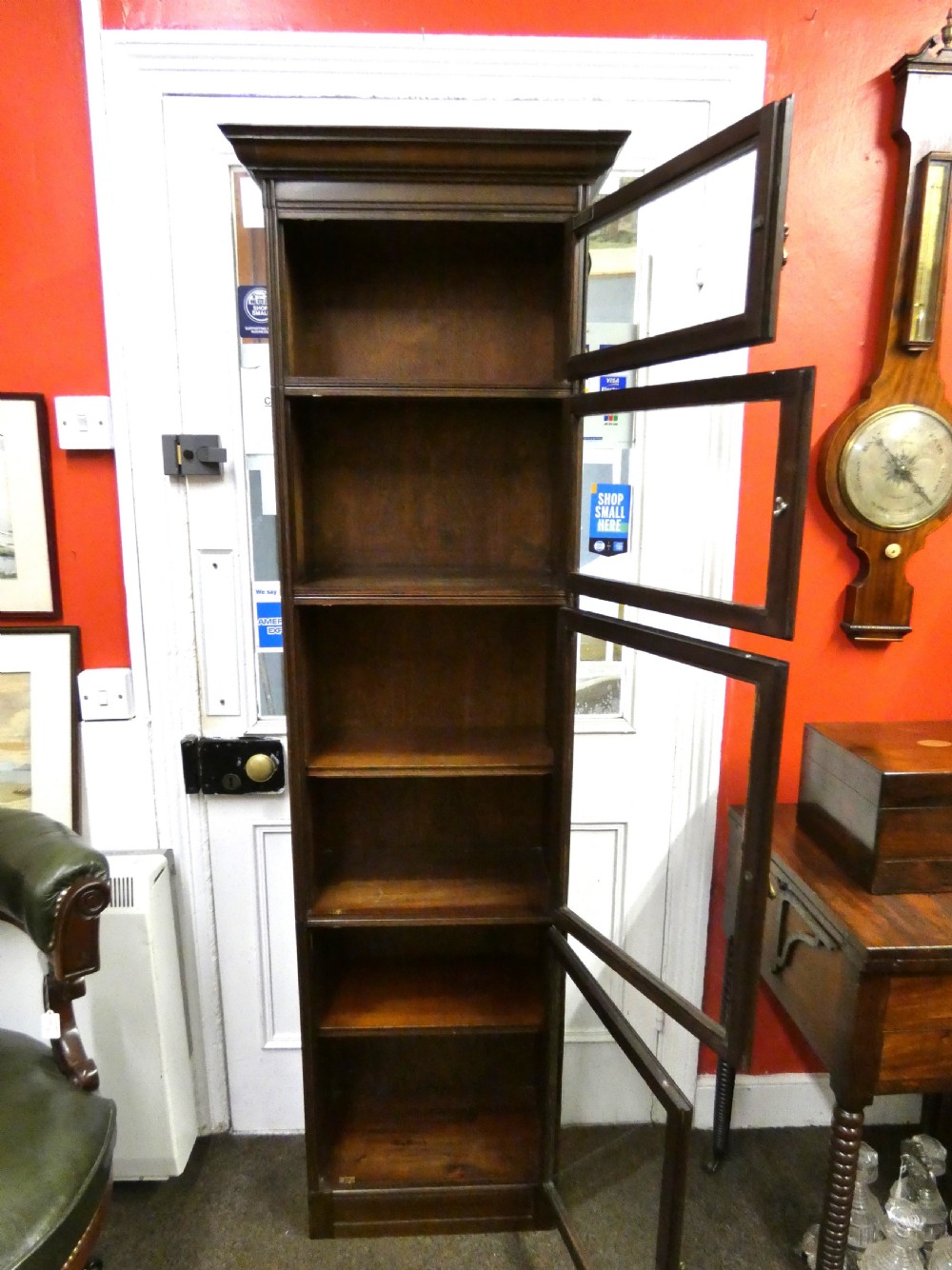 Unusually slim oak stacking bookcase View III