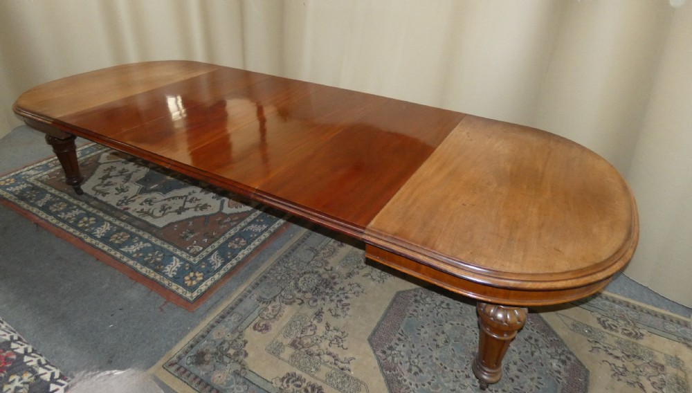 Large Mahogany Extending Dining Table With Leaf Carrier