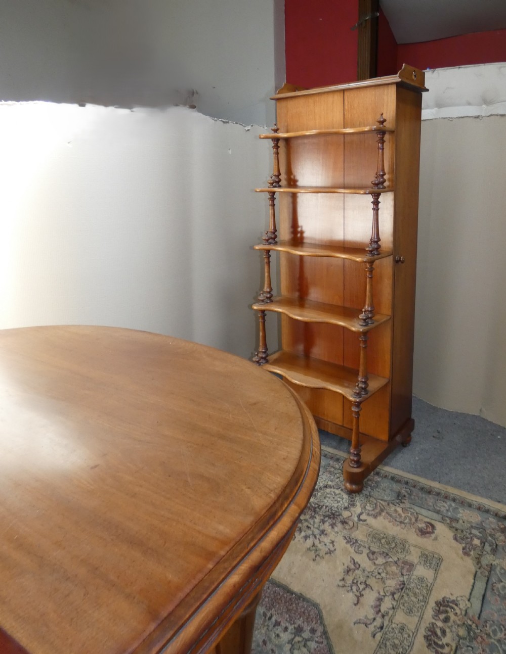 Large Mahogany Extending Dining Table With Leaf Carrier View III