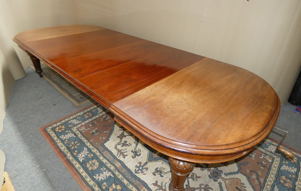 Large Mahogany Extending Dining Table With Leaf Carrier View IV