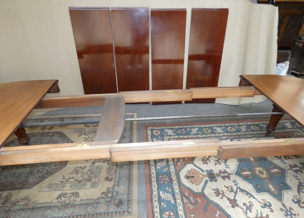 Large Mahogany Extending Dining Table With Leaf Carrier View VIII