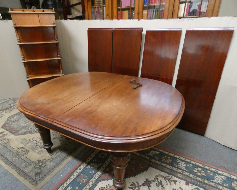 Large Mahogany Extending Dining Table With Leaf Carrier View IX