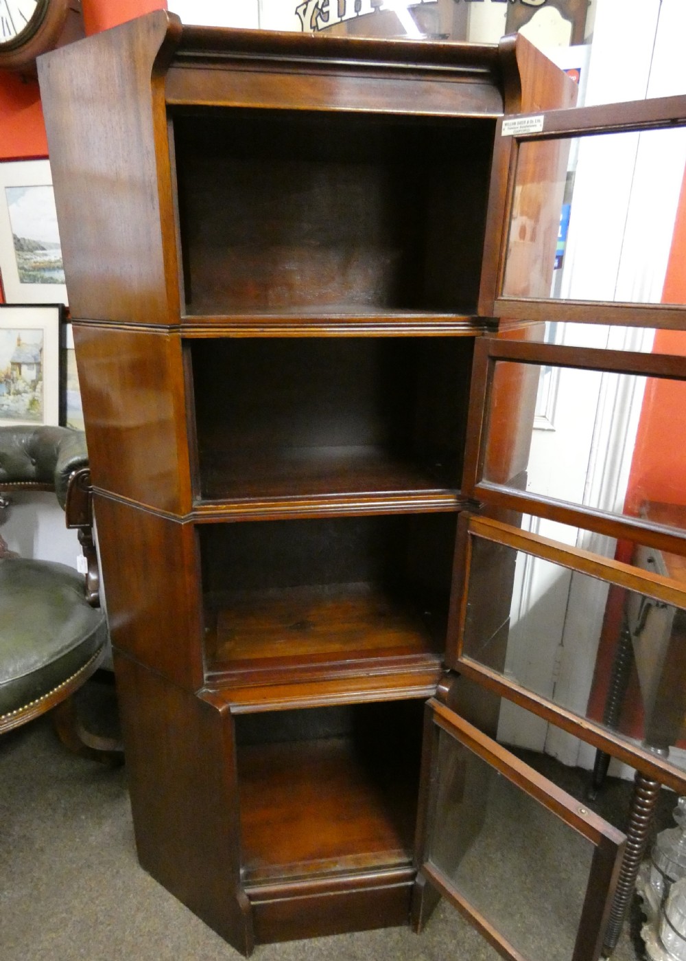 Mahogany corner stacking bookcase View V