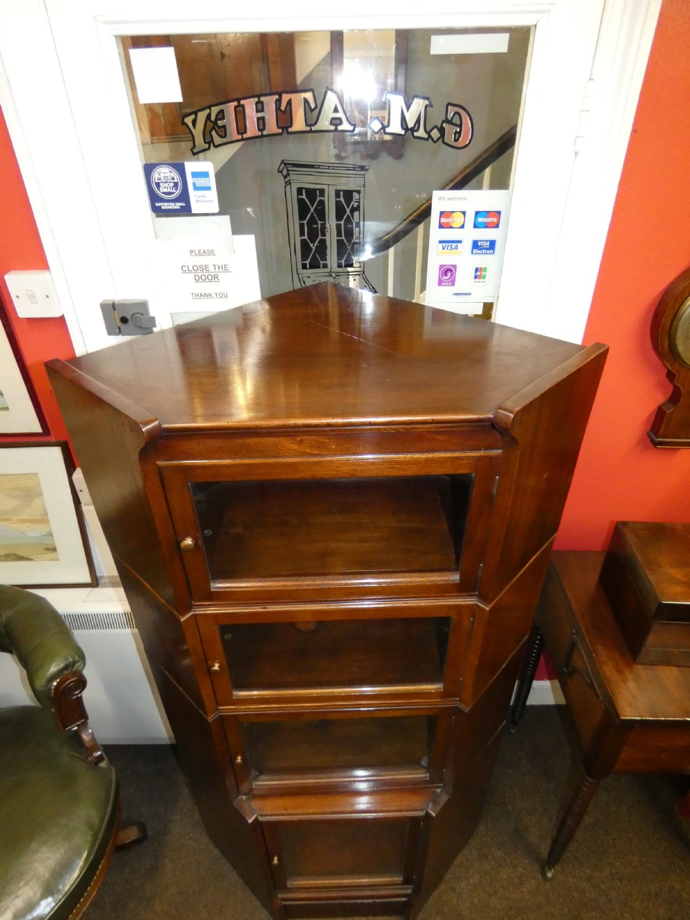 Mahogany corner stacking bookcase View VII