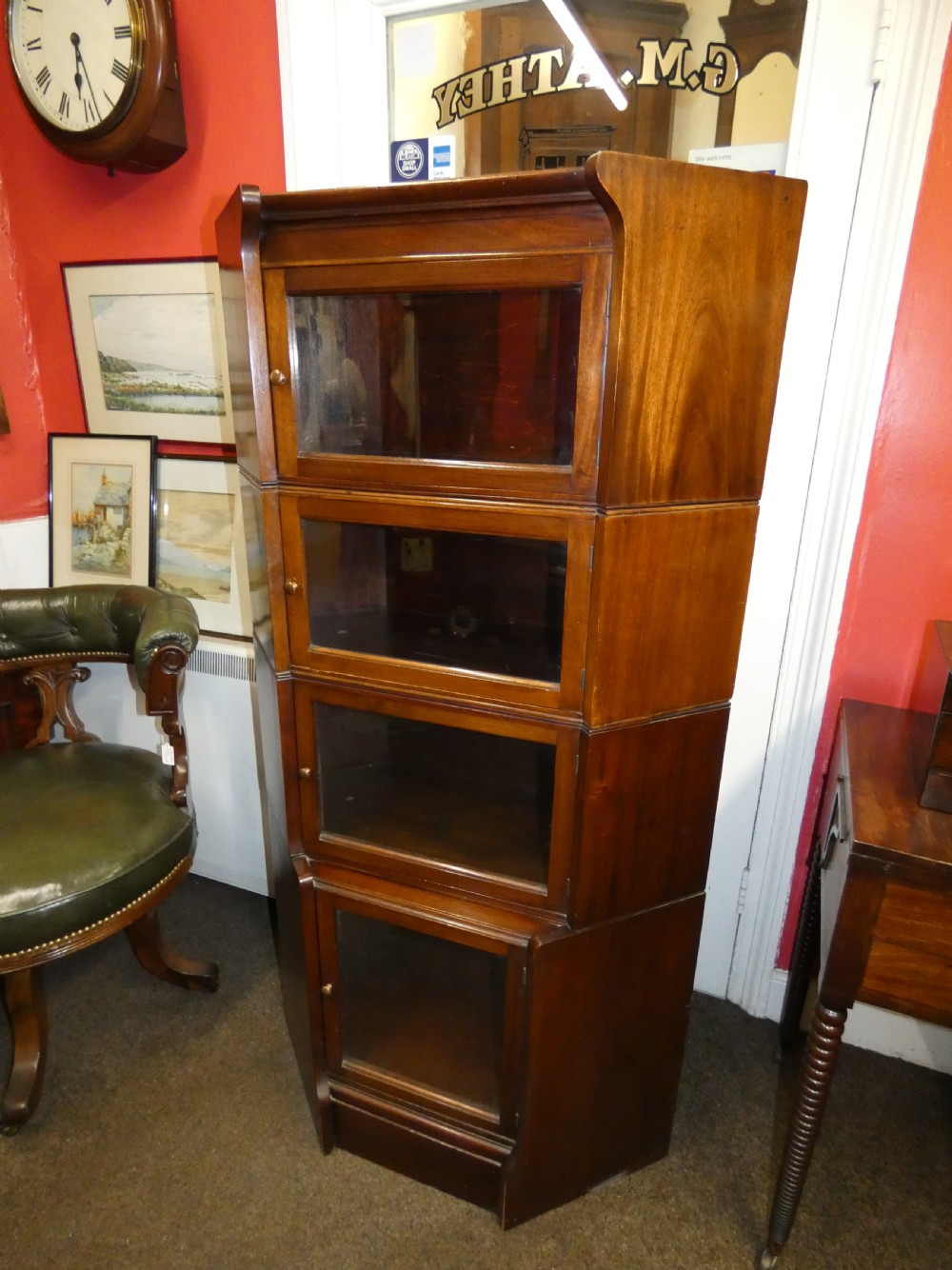Mahogany corner stacking bookcase View VIII