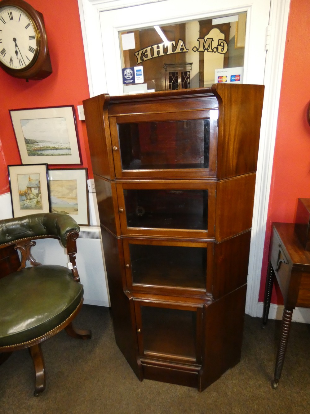 Mahogany corner stacking bookcase View IX