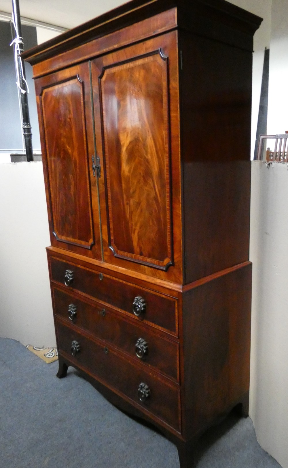 Georgian mahogany linen press View III