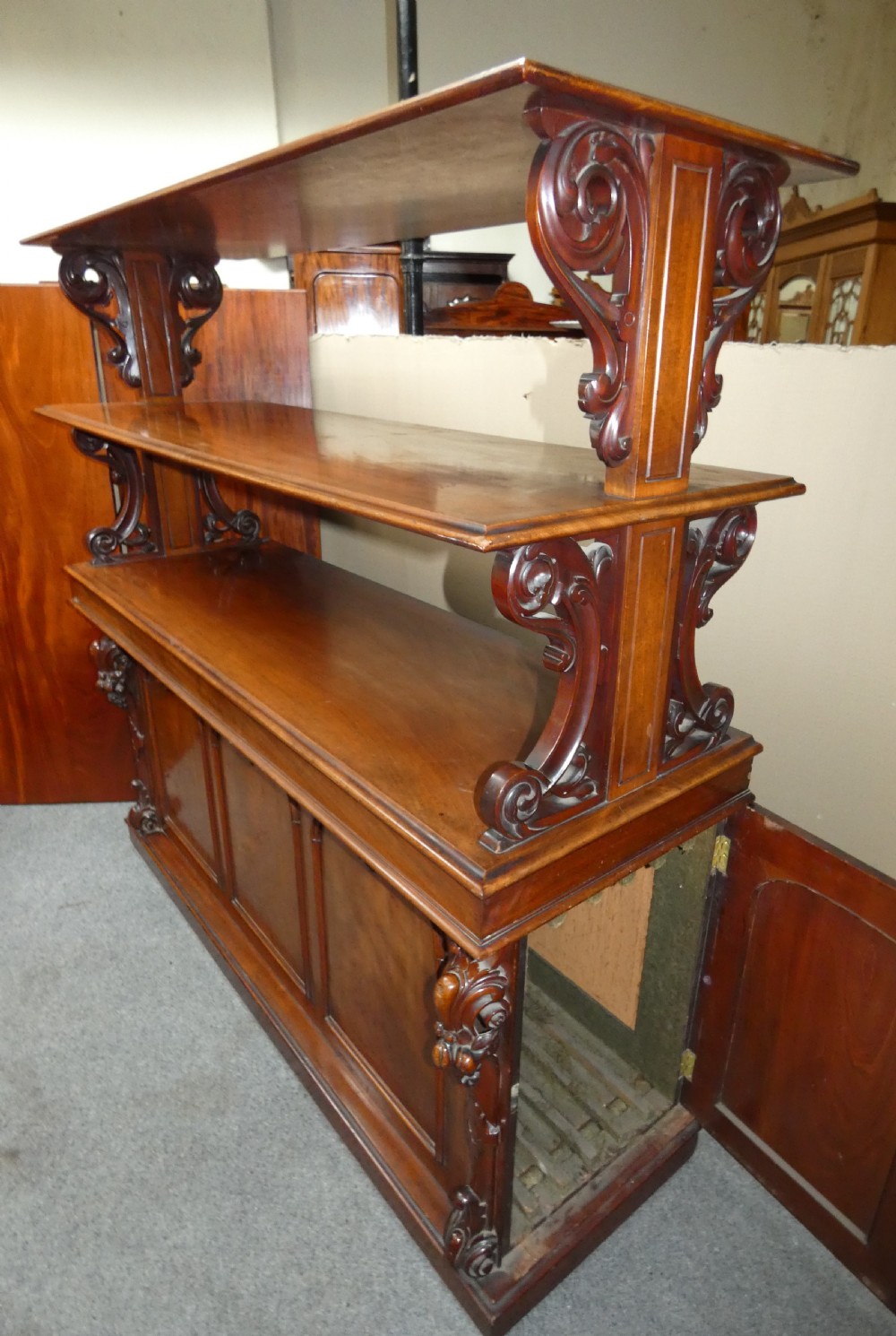 19' mahogany dining table with 6 leaves & leaf carrier View XI