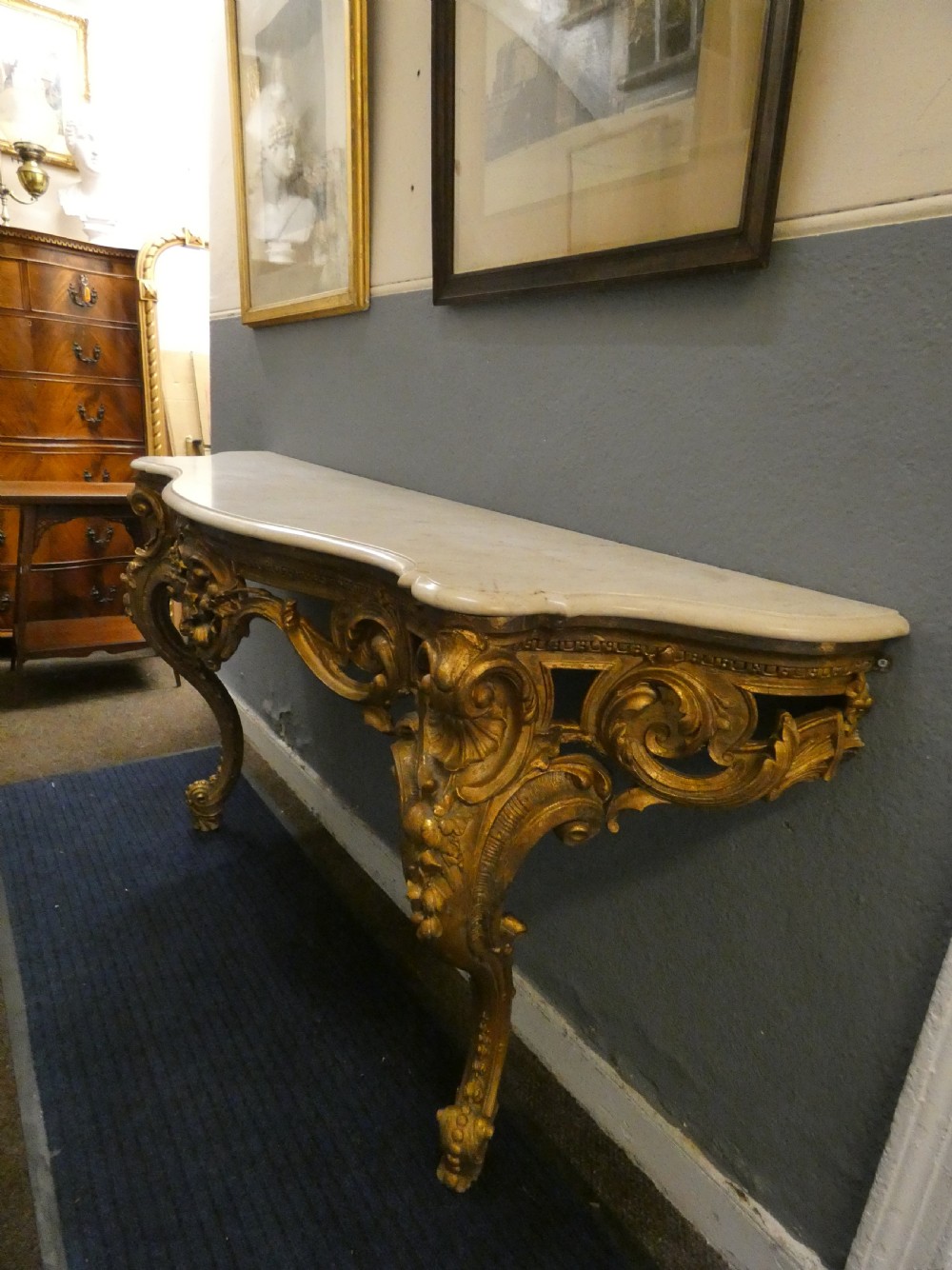 Large giltwood console table View VI