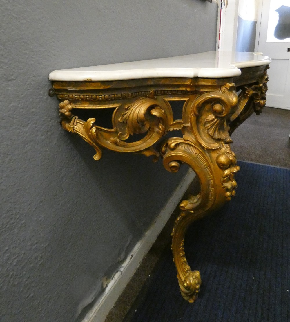 Large giltwood console table View VII
