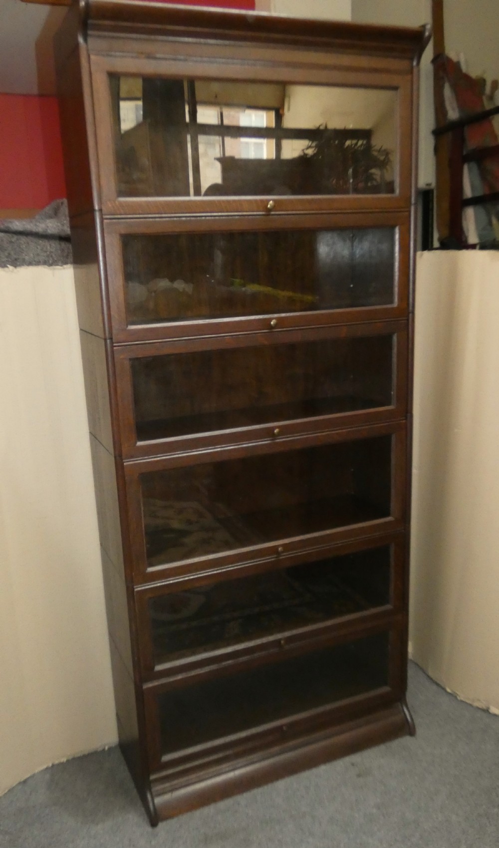 Tall oak stacking bookcase / sectional bookcase View II