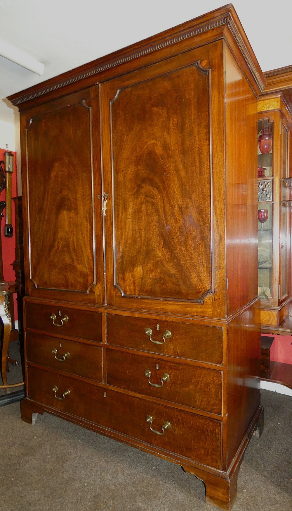 Georgian mahogany linen press View II