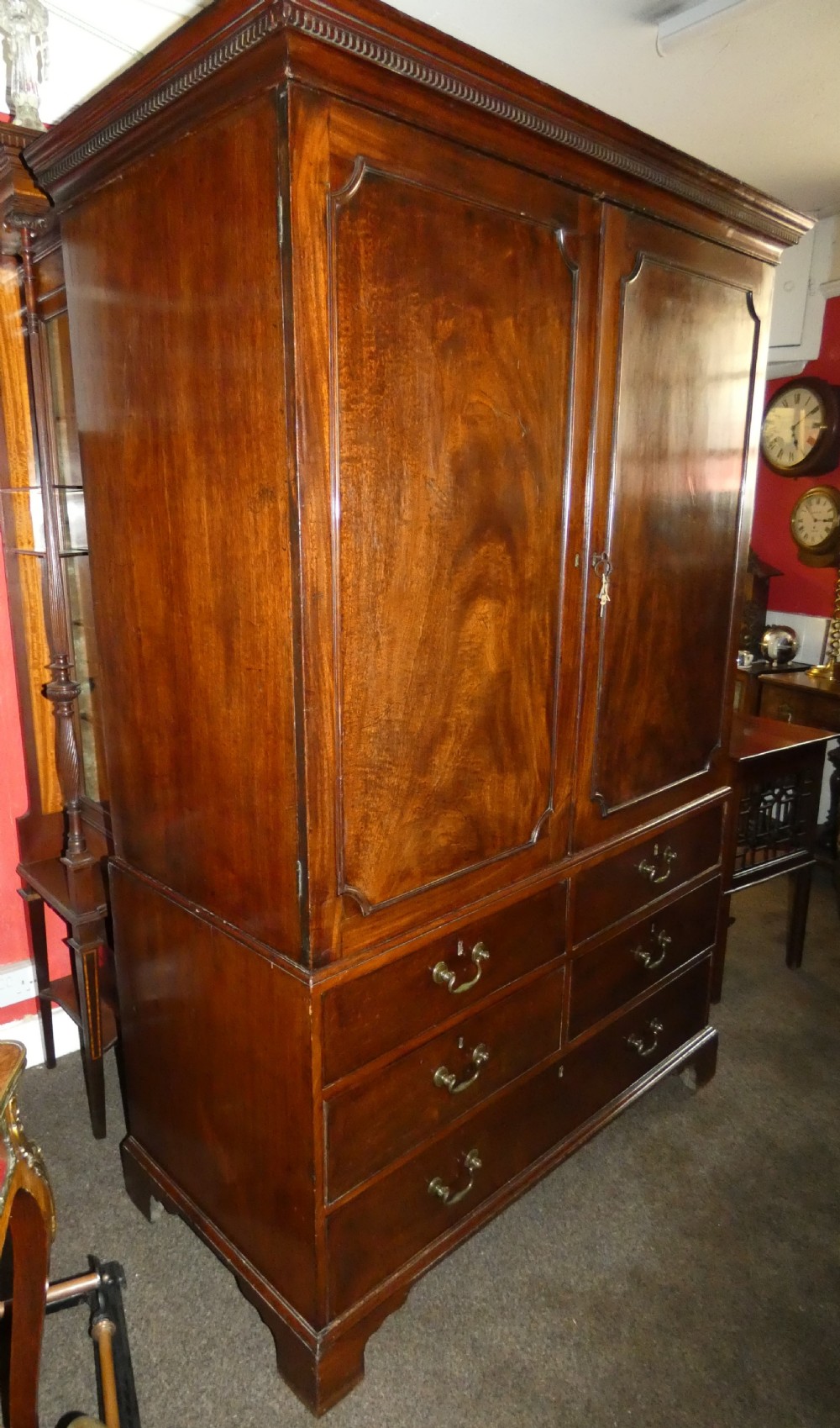Georgian mahogany linen press View III