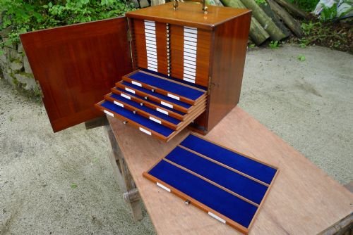 fig 1. MICROSCOPE SLIDE COLECTORS CABINET IN VICTORIAN MAHOGANY