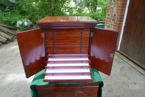 fig 2. A VICTORIAN MAHOGANY MEDAL COLLECTORS CABINET