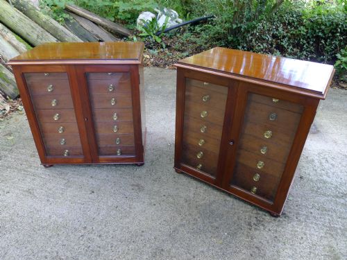 A Fine Pair of Late 19th Century Collectors Cabinets with Full Provenance. Made by the Late Edwin Tulley Newton Fgs. Fzs. Based at the Geological Museum, Jermyn Street, London W. 1890.