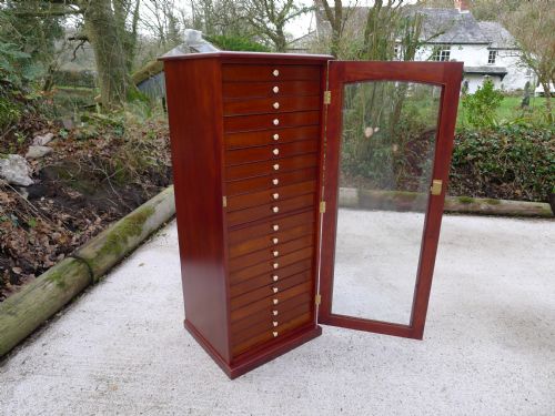 A 20 Drawer Collectors Cabinet with Fine Victorian Drawers.