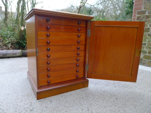 A Superb 10 Drawer Collectors Cabinet by J.t.crockett of Cavendish Square, London.