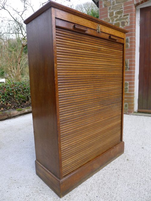 fig 2. A SUPERB 28 DRAWER OAK TAMBOUR FRONTED COLLECTORS CABINET CIRCA 1900