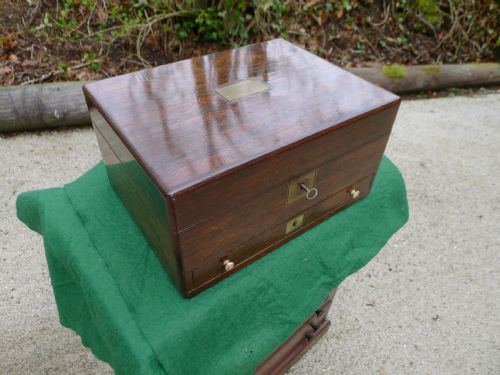 A Victorian Rosewood Ladies Writing/jewellery Box with Drawer Below. Circa 1880