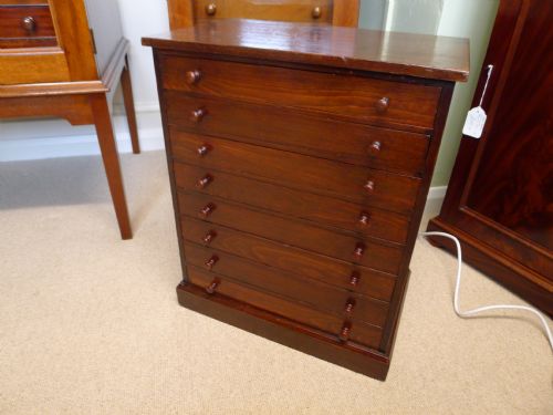 A Good Victorian Stained Deal 8 Drawer Collectors Cabinet. Circa 1890