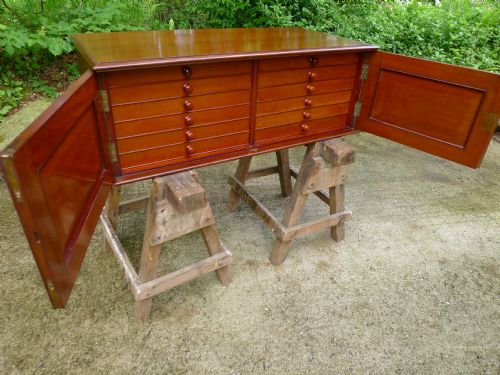A Superb Quality Victorian 12 Drawer Deal and Mahogany Collectors Cabinet Circa 1890.