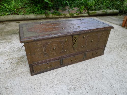 An Original Brass Bound Zanzibar Chest Circa 1870. Very Decorative.