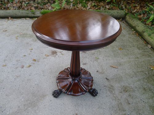 A Fine Victorian Mahogany Wine Table with Carved Base and Fluted Column. Circa 1870.
