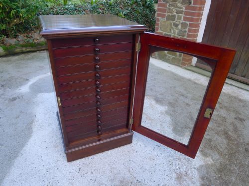 fig 1. A GOOD AND VERY VERSATILE 14 DRAWER COLLECTORS CABINET BY WATKINS AND DONCASTER.