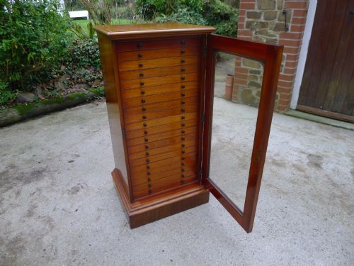 fig 1. A MAGNIFICENT AND RARE 20 DRAWER COLLECTORS CABINET BY THOMAS GURNEY CIRCA 1880.